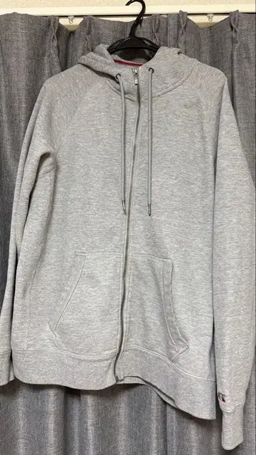 그레이 집업 후드티 Russell