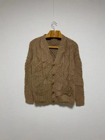 60s 70s 피셔맨 니트 가디건 스웨터 케이블