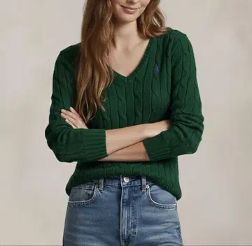 컨디션 최상 폴로 랄프로렌 인기 컬러 코튼 케이블 스웨터 보라색 포니