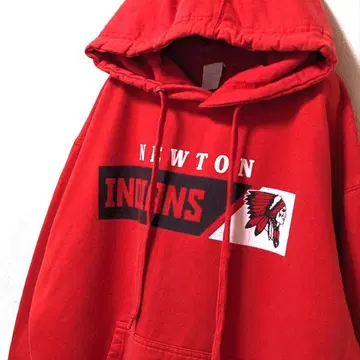 뉴턴 인디언즈 로고 후드 맨투맨 레드 빨간색 구제 의류
