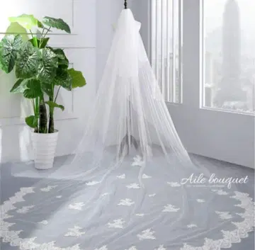 롱 베일 레이스 결혼식 웨딩 aile bouquet