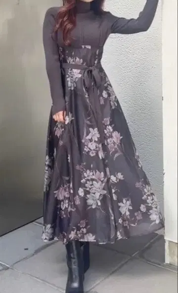 MERCURYDUO 플라워 도킹 코르셋 원피스(M)