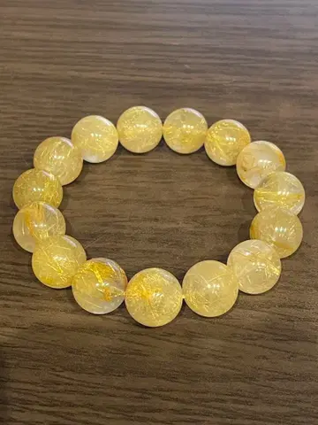 골드 타이틴 루틸 팔찌 14mm 빅볼