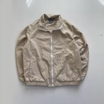 깔끔한 지퍼 블루종 스탠드 카라 베이지 얇은 소재 성숙 캐주얼 봄/가을