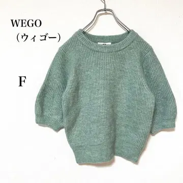 [ 위고 ] 민트 그린 퍼프 슬리브 숏 기장 반팔 스웨터 캐주얼 F