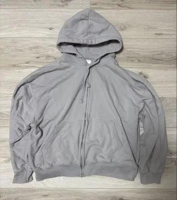 크롭 지퍼 후드티 그레이