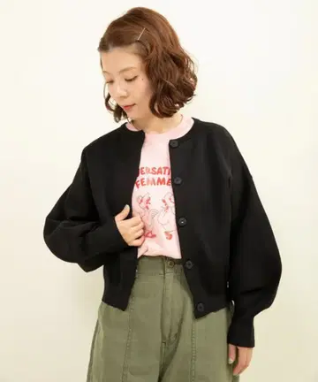 CHILD WOMAN AMOSSA 밀라노 리브 퍼프 슬리브 가디건