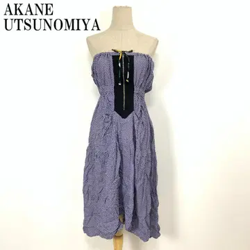 LA7529 아카네 우츠노미야 레이온 베어탑 원피스 블루 36