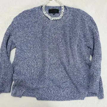 린넨 혼방 언타이틀 믹스 컬러 니트 스웨터 상의 굵은 짜임 2