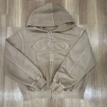 트렌드 LORES 베이지 더블 집업 후드티 스트릿 한국