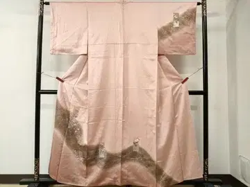 기모노 호몬기 자수 색지 겹친 초화문 운염 금은채 순수 실크 일품