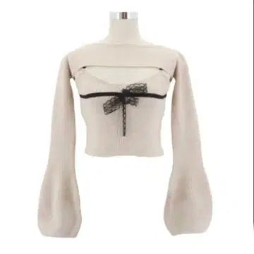 프릴 리본 니트 앙상블