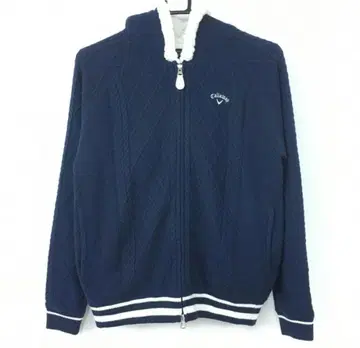 Callaway 네이비 x 화이트 케이블 짜임 집업 자켓 보아 안감