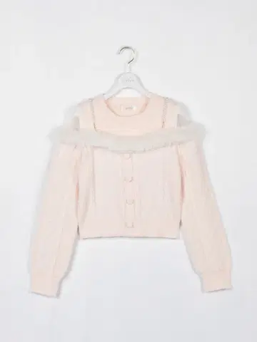 evelyn 퍼 오프숄더 샤기 니트 핑크