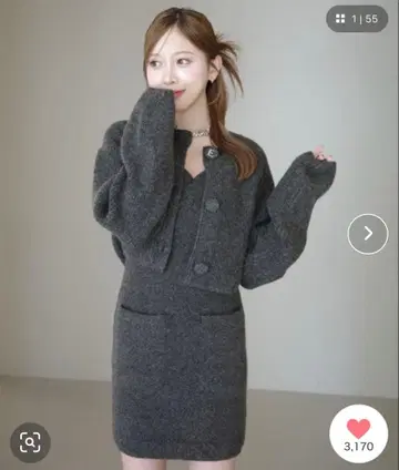 EIMY ISTOIRE 로고 버튼 니트 세트 원피스