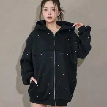 darich DD 로고 비쥬 지퍼 후드티 블랙 프리 사이즈