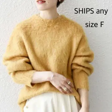 [ size F ] SHIPS any 모헤어 샤기 니트 쿨넥
