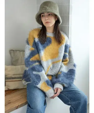 ungrid 샤기 자카드 니트