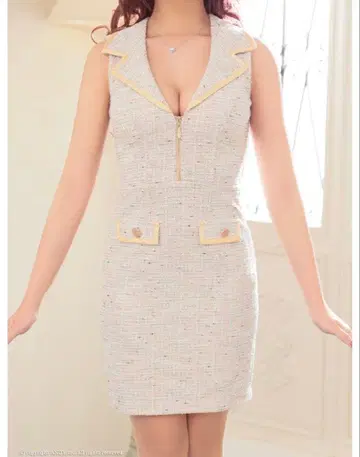 an 체크 무늬 타이트 드레스 슬리브리스