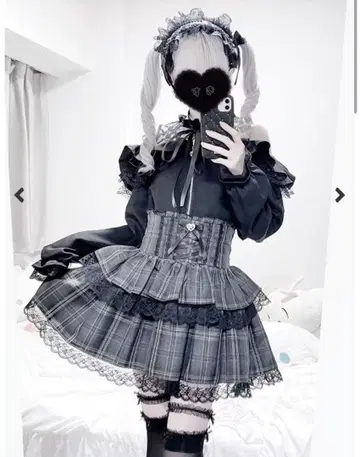 MARS 하이웨스트 스핀들 볼륨 치마바지 체크