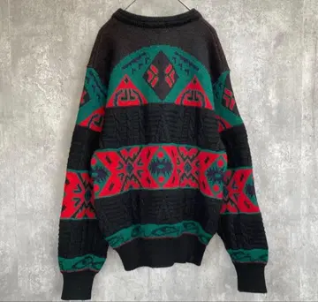 [일본제] 레트로 디자인 울 니트 스웨터 남성용 구제 의류 BM CLUB