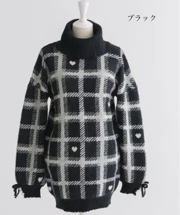 Pium 하트 체크 니트 원피스