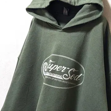 길단 슈퍼 SOD 로고 후드 맨투맨 그린 녹색 카키 XL 구제 의류