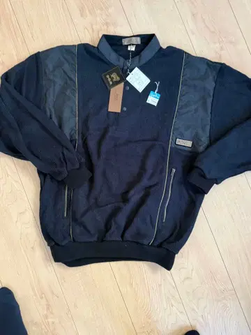 MSK 네이비 피케 셔츠 지퍼 포켓 부착