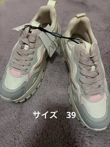 새상품 ZARA 핑크 그레이 통굽 스니커즈