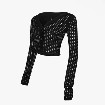 S rhinestone cardigan cropped 더 레드 스레드