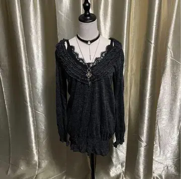 후드 부착 튜닉 울 혼방 페어리 그런지 y2k