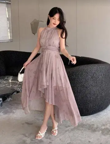 쉬폰 원피스 연보라