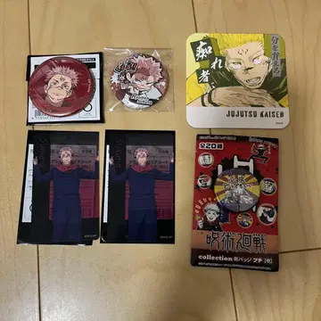 주술회전 양면 스쿠나 캔뱃지 원작 그림 아트 코스터 클리어 카드