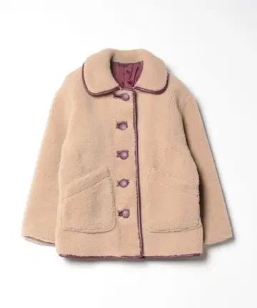 LILY BROWN 인조 가죽 파이핑 보아 자켓 베이지