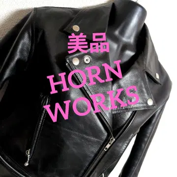et4 HORN WORKS 블랙 더블 라이더 자켓 소가죽 여성용 L