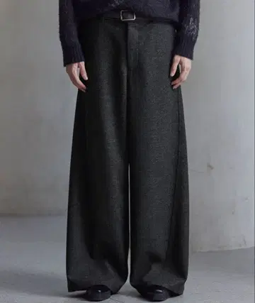 CLEL 울 블렌드 헤링본 트위드 3D 팬츠