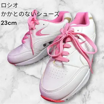 [ 미사용품 ] 로시오 화이트 핑크 발꿈치 없는 스니커즈 23cm
