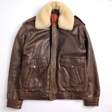 빈티지 80s 90s G1 옷깃 퍼 라무 가죽 플라이트 자켓