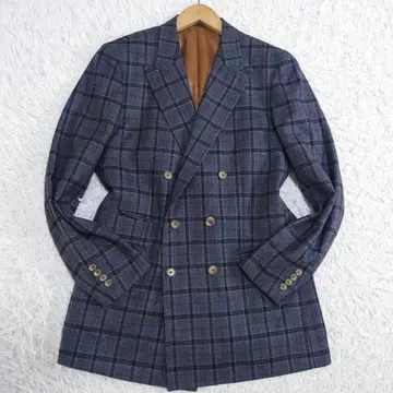 발코니 테일러드 자켓 더블 다크 그레이 체크 슬림 L 상당