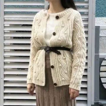 아틀리에 드 사봉 팝콘 케이블 니트 가디건