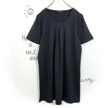 F.i.e.r. 튜닉 반팔 원피스(3L) 비쥬 A라인 블랙