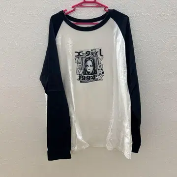 x-girl 긴팔 티셔츠 L 화이트/블랙