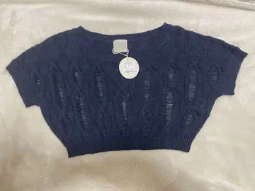 Moderate 네이비 레이스 니트 반팔