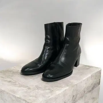 라보키고시 웍스 숏부츠 블랙 가죽 일본제 백지퍼 절개