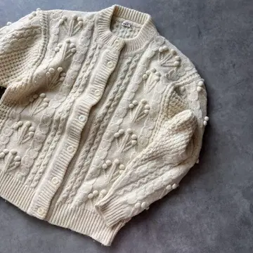 퐁퐁 두꺼운 원단 가디건 니트 케이블 스웨터 구제 의류 빈티지