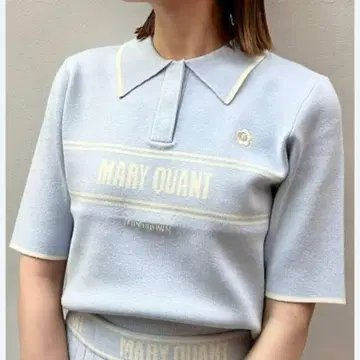 마리콴트 MARY QUANT 릴리 브라운 반팔 피케 셔츠 니트