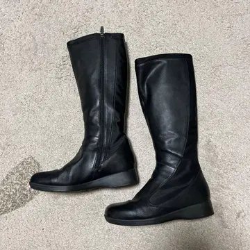 fitfit 사이드 지퍼 롱 부츠 블랙 24.5 천연 가죽 이소재