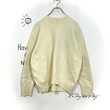 유니클로 스웨터(M) 오버 사이즈 코튼 아이보리 심플