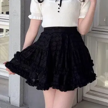 evelyn 에블린 하운드투스 체크 시어 볼륨 스커트