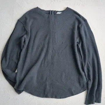 KBF 와플 티셔츠 커트소우 백 버튼 모드 캐주얼 F